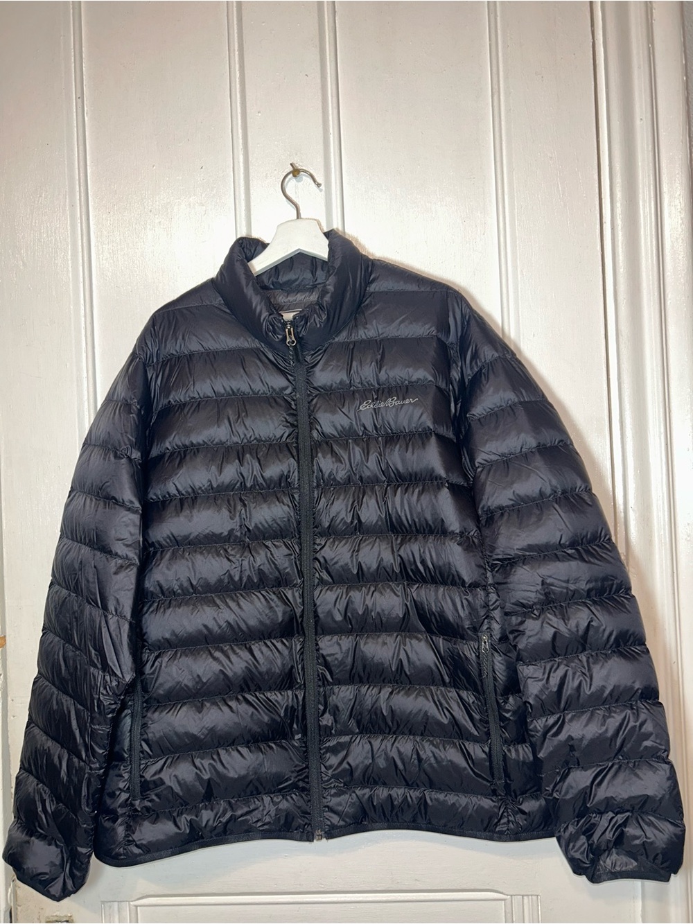 Eddie Bauer Black Down Filled Zip Stand Collar Puffer Jacket